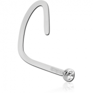 BIOFLEX INTERNAL CURVED NOSE STUD WITH 18K WHITE GOLD JEWELLED ATTACHMENT PIERCING