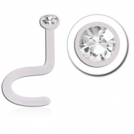 BIOFLEX SWAROVSKI CRYSTAL JEWELLED CURVED NOSE STUD WITH GLUED STONE PIERCING