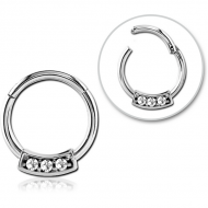 STERILE SURGICAL STEEL ROUND JEWELLED HINGED SEGMENT RING PIERCING