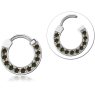 STERILE SURGICAL STEEL SYNTHETIC OPAL HINGED SEGMENT RING PIERCING