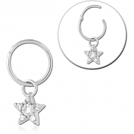 STERILE SURGICAL STEEL HINGED SEGMENT RING WITH JEWELLED CHARM PIERCING
