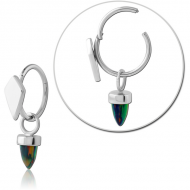 STERILE SURGICAL STEEL HINGED SEGMENT RING WITH JEWELLED CHARM PIERCING