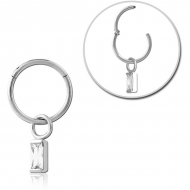 STERILE SURGICAL STEEL HINGED SEGMENT RING WITH JEWELLED CHARM PIERCING