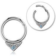 STERILE SURGICAL STEEL ROUND PRONG SET JEWELLED HINGED SEGMENT RING PIERCING