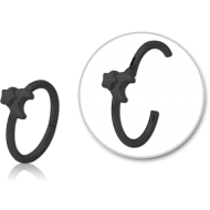 STERILE BLACK PVD COATED SURGICAL STEEL HINGED SEPTUM RING - CRESCENT AND STAR