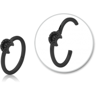 STERILE BLACK PVD COATED SURGICAL STEEL HINGED SEPTUM RING - CRESCENT