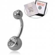 STERILE SURGICAL STEEL DOUBLE JEWELLED NAVEL BANANA