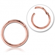 STERILE ROSE GOLD PVD COATED SURGICAL STEEL HINGED SEGMENT RING PIERCING
