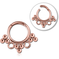STERILE ROSE GOLD PVD COATED SURGICAL STEEL HINGED SEGMENT RING PIERCING