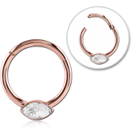 STERILE ROSE GOLD SURGICAL STEEL ROUND JEWELLED HINGED SEGMENT RING PIERCING