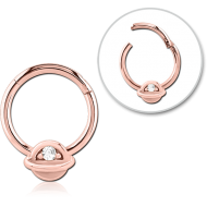 STERILE ROSE GOLD PVD COATED SURGICAL STEEL JEWELLED HINGED SEGMENT RING - HALF OPEN EYE PIERCING