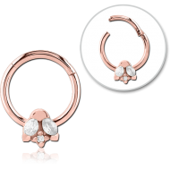 STERILE ROSE GOLD PVD COATED SURGICAL STEEL JEWELLED HINGED SEGMENT RING PIERCING