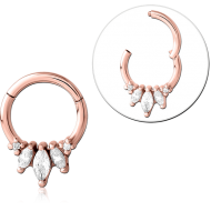 STERILE ROSE GOLD SURGICAL STEEL JEWELLED HINGED SEGMENT RING