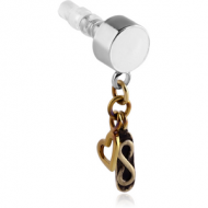 UV ACRYLIC MOBILE PHONE PLUG WITH ZIRCON GOLD PVD COATED BRASS CHARM