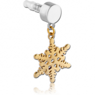 UV ACRYLIC MOBILE PHONE PLUG WITH ZIRCON GOLD PVD COATED BRASS CHARM