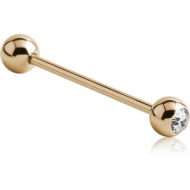 ZIRCON GOLD PVD COATED SURGICAL STEEL SWAROVSKI CRYSTAL JEWELLED BARBELL PIERCING