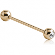 ZIRCON GOLD PVD COATED SURGICAL STEEL SWAROVSKI CRYSTAL JEWELLED BARBELL