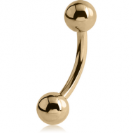 ZIRCON GOLD PVD COATED SURGICAL STEEL CURVED BARBELL PIERCING