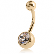 ZIRCON GOLD PVD COATED SURGICAL STEEL SWAROVSKI CRYSTAL JEWELLED NAVEL BANANA