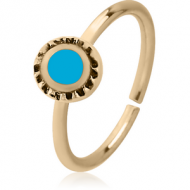 ZIRCON GOLD PVD COATED SURGICAL STEEL SEAMLESS RING WITH ENAMEL - CIRCLE