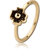 ZIRCON GOLD PVD COATED SURGICAL STEEL SEAMLESS RING - FLOWER