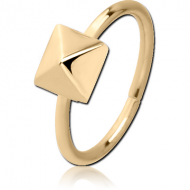 ZIRCON GOLD PVD COATED SURGICAL STEEL SEAMLESS RING - PYRAMID PIERCING