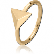 ZIRCON GOLD PVD COATED SURGICAL STEEL SEAMLESS RING - 3D TRIANGLE