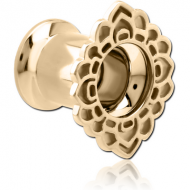 ZIRCON GOLD PVD COATED STAINLESS STEEL DOUBLE FLARED INTERNALLY THREADED TUNNEL