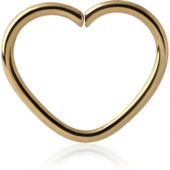ZIRCON GOLD PVD COATED SURGICAL STEEL OPEN HEART SEAMLESS RING PIERCING