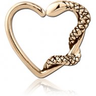 ZIRCON GOLD PVD COATED SURGICAL STEEL OPEN HEART SEAMLESS RING PIERCING