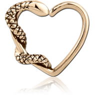 ZIRCON GOLD PVD COATED SURGICAL STEEL OPEN HEART SEAMLESS RING PIERCING