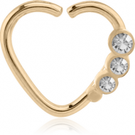 ZIRCON GOLD PVD COATED SURGICAL STEEL OPEN HEART SEAMLESS RING