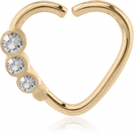 ZIRCON GOLD PVD COATED SURGICAL STEEL OPEN HEART SEAMLESS RING