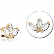 ZIRCON GOLD PVD COATED SURGICAL STEEL JEWELLED ATTACHMENT FOR 1.6MM INTERNALLY THREADED PINS PIERCING