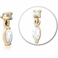 ZIRCON GOLD PVD COATED SURGICAL STEEL JEWELLED MICRO ATTACHMENT FOR 1.6MM INTERNALLY THREADED PINS PIERCING