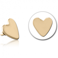 ZIRCON GOLD PVD COATED SURGICAL STEEL HEART FOR 1.2MM INTERNALLY THREADED PINS PIERCING