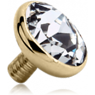 ZIRCON GOLD PVD GOLD SURGICAL STEEL PREMIUM CRYSTAL JEWELLED BALL FOR 1.2MM INTERNALLY THREADED PIN