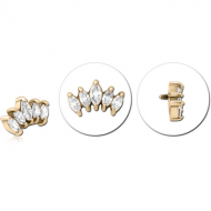 ZIRCON GOLD PVD COATED SURGICAL STEEL JEWELLED MICRO ATTACHMENT FOR 1.2MM INTERNALLY THREADED PINS PIERCING