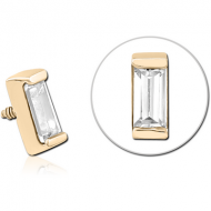 ZIRCON GOLD PVD COATED SURGICAL STEEL JEWELLED MICRO ATTACHMENT FOR 1.2MM INTERNALLY THREADED PINS PIERCING