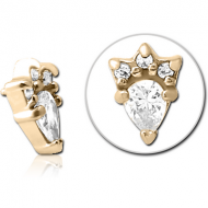 ZIRCON GOLD PVD COATED SURGICAL STEEL JEWELLED MICRO ATTACHMENT FOR 1.2MM INTERNALLY THREADED PINS PIERCING