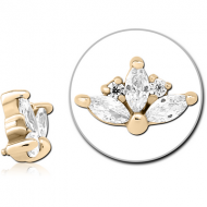ZIRCON GOLD PVD COATED SURGICAL STEEL JEWELLED MICRO ATTACHMENT FOR 1.2MM INTERNALLY THREADED PINS PIERCING