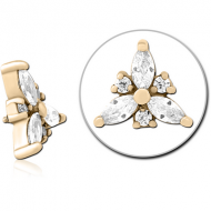 ZIRCON GOLD PVD COATED SURGICAL STEEL JEWELLED MICRO ATTACHMENT FOR 1.2MM INTERNALLY THREADED PINS