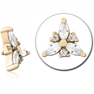 ZIRCON GOLD PVD COATED SURGICAL STEEL JEWELLED MICRO ATTACHMENT FOR 1.2MM INTERNALLY THREADED PINS PIERCING