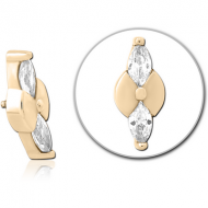 ZIRCON GOLD PVD COATED SURGICAL STEEL JEWELLED MICRO ATTACHMENT FOR 1.2MM INTERNALLY THREADED PINS PIERCING