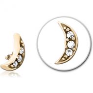 ZIRCON GOLD PVD COATED SURGICAL STEEL JEWELLED MICRO ATTACHMENT FOR 1.2MM INTERNALLY THREADED PINS - CRESCENT PIERCING