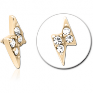 ZIRCON GOLD PVD COATED SURGICAL STEEL JEWELLED MICRO ATTACHMENT FOR 1.2MM INTERNALLY THREADED PINS PIERCING