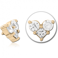 ZIRCON GOLD PVD COATED SURGICAL STEEL JEWELLED MICRO ATTACHMENT FOR 1.2MM INTERNALLY THREADED PINS PIERCING