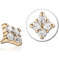 ZIRCON GOLD PVD COATED SURGICAL STEEL JEWELLED MICRO ATTACHMENT FOR 1.2MM INTERNALLY THREADED PINS PIERCING