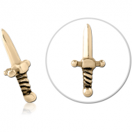 ZIRCON GOLD PVD COATED SURGICAL STEEL MICRO ATTACHMENT FOR 1.2MM INTERNALLY THREADED PINS - SWORD PIERCING