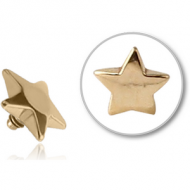 ZIRCON GOLD PVD COATED SURGICAL STEEL STAR FOR 1.6MM INTERNALLY THREADED PINS PIERCING